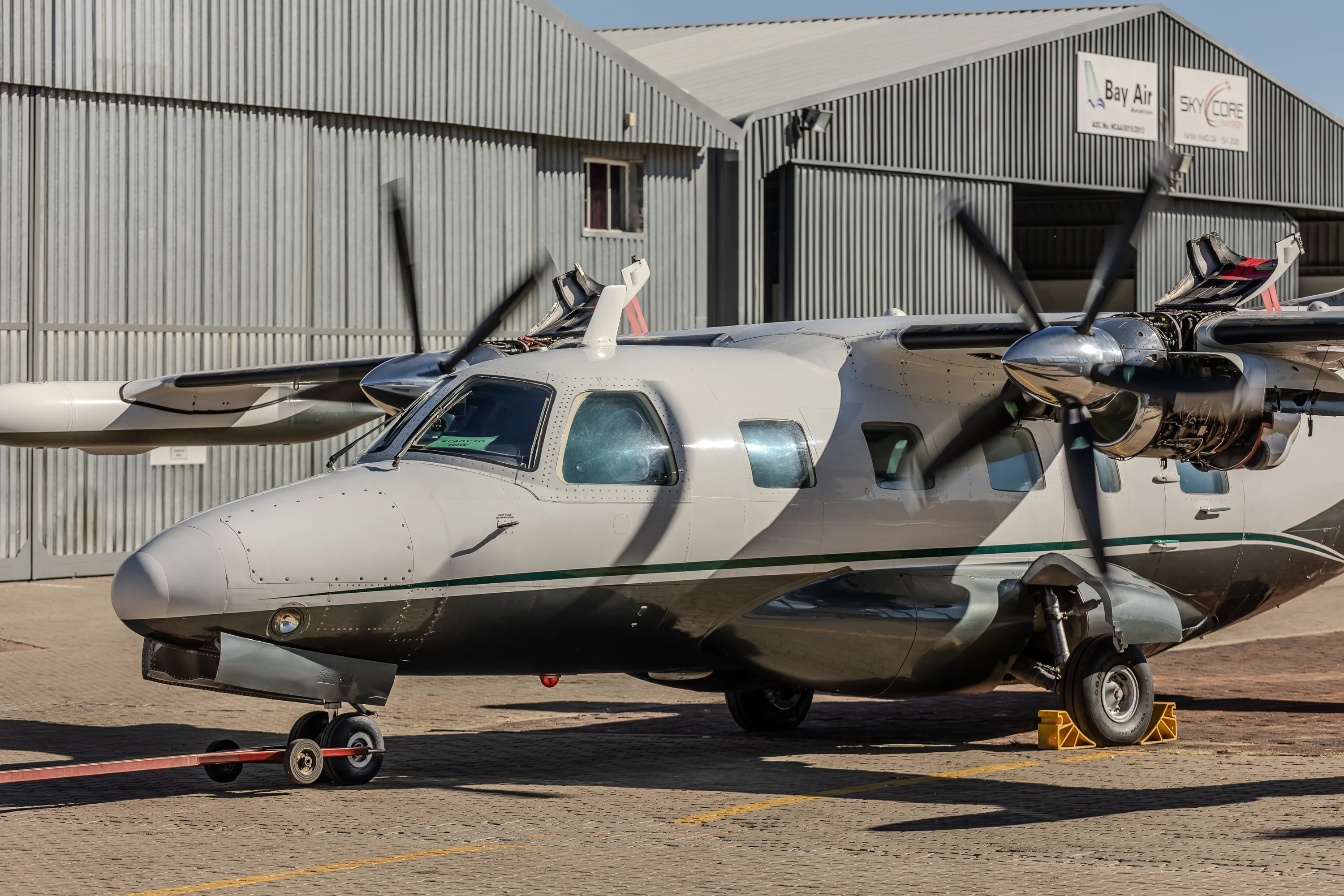 Aircraft and propellers in bright Namibian daylight